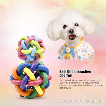 Colorful Braided Rubber Ball Bite Resistant Pet Toy